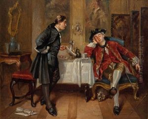 Der Verwalter Beim Eingenickten Schlossherrn by Henricus Engelbertus Reijntjens