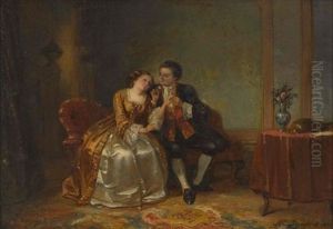 Liebespaar Im Salon by Henricus Engelbertus Reijntjens