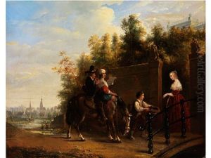 Wandermusikanten Empfangen Almosen An Einem Parktor