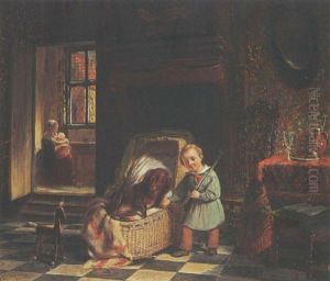 A Child Playing In An Interior by Henricus Engelbertus Reijntjens
