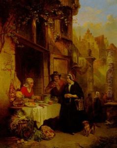 Fischerverkauf An Einem Amsterdamer Marktstand by Henricus Engelbertus Reijntjens