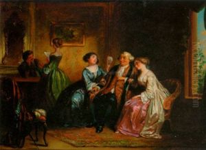 Elegant Company In A Drawing Room Interior by Henricus Engelbertus Reijntjens