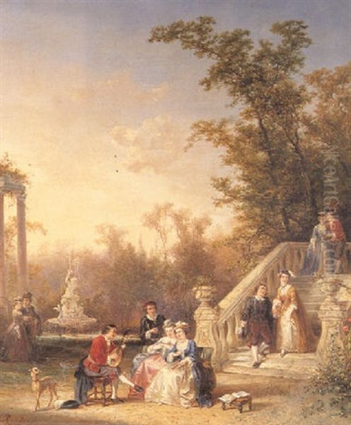 Elegant Figures In A Park - view 1