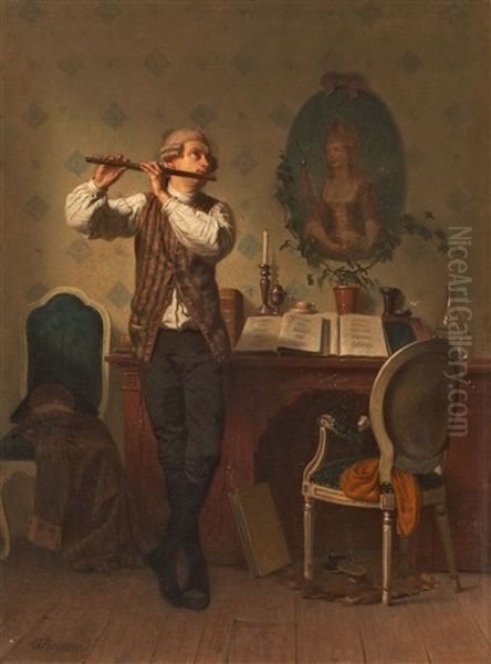 Interieur Mit Flotenspieler - view 1