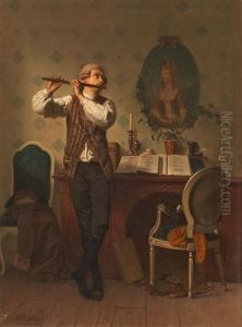 Interieur Mit Flotenspieler by Georg Reimer