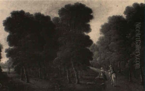 Wayfarers In A Wooded Landscape - view 1