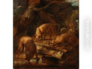 Four Hounds In A Woodland by Philipp Reinagle