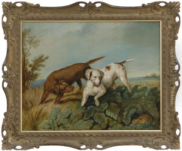 Two Hounds Hunting A Rabbit - view 1