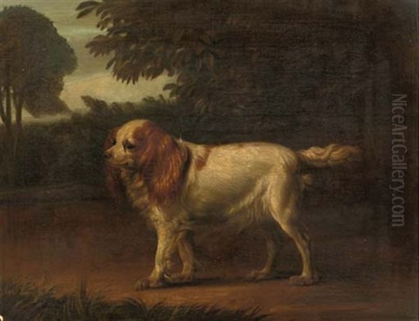 A Spaniel, Queen Charlotte's Dog (?), In A Landscape (+ Another; 2 Works) - view 1