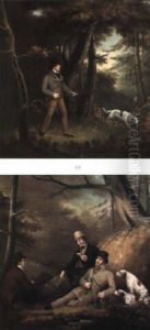 A Sportsman Out Shooting With His Spaniels, In A Wood A Sportsman Out Shooting With His Spaniels, In A Wood