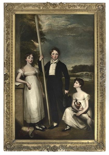 Portrait Of Caroline, Henry Frederick And Emily, The Children Of Henry Walker, Esq. Of Blyth Hall, Nottingham, And Of Clifton Park And Eastwood House, York (1775-1860), And His Wife Elizabeth Abney Walker (1786-1850) - view 1