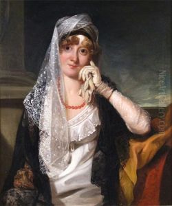 Portrait Of A Lady Wearing A Lace Veil And Gloves, Seated Half Length