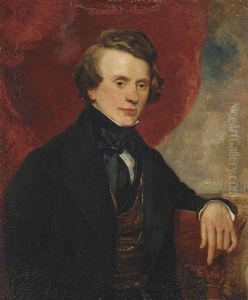 Portrait Of A Gentleman, Half-length, In A Black Coat, A Landscape Beyond