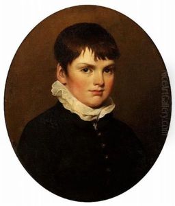 Portrait Of A Young Boy In A Black Coat With A White Collar