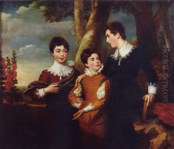 Portrait Of The Three Fitzgerald Brothers Wearing Van Dyck Dress - view 1