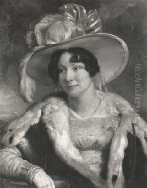 Portrait Of A Lady Wearing A Hat With Feathers And Ribbons - view 1