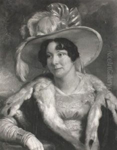 Portrait Of A Lady Wearing A Hat With Feathers And Ribbons by Ramsay Richard Reinagle