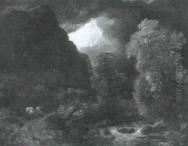 Scene High Up In Borrowdale, On The River Grange - view 1