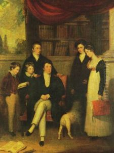 Portrait Of A Family Group, Said To Be Alexander Pope And His Family by Ramsay Richard Reinagle