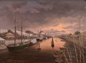 A View Of The River Aura In Turku by Johan Reinberg