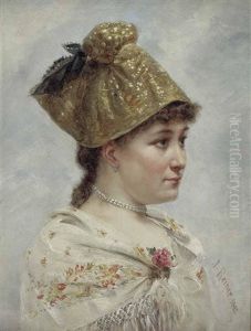 Bildnis Einer Jungen Frau Mit Goldhaube by Joseph Reiner