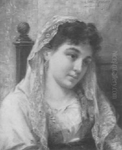 Bildnis Einer Jungen Dame Mit Spitzentuch by Joseph Reiner