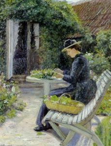 Ung Pige Der Ordner Blomster I Haven