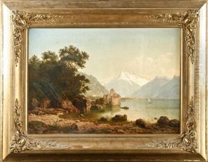 Ansicht Des Genfer Sees Mit Dem Chateau De Chillon by Raphael Carl Reinhard