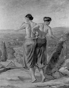 Junge Madchen In Landschaft by Franz Reinhardt the Elder