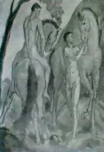Reiter Mit Ihren Pferden by Franz Reinhardt the Elder