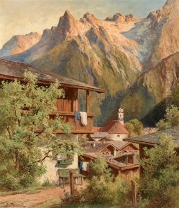 Mittenwald. Blick Auf Das Kirchdorf Vor Malerischem Gebirgsmassiv