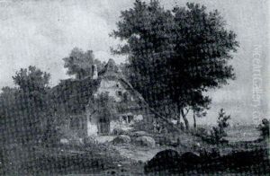 Rustic Scene With Figures By A Cottage Rustic Scene With Figures By A Cottage