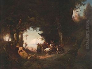 Wegelagerer Im Wald by Carl August Reinhardt
