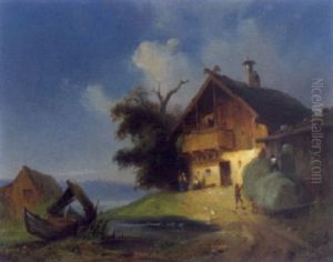 Bauernhof Am Seeufer by Carl August Reinhardt