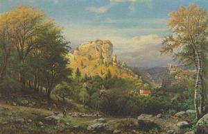Motiv Aus Der Frankischen Schweiz (streitberg In Oberfranken?) by Johann Jacob Reinhardt