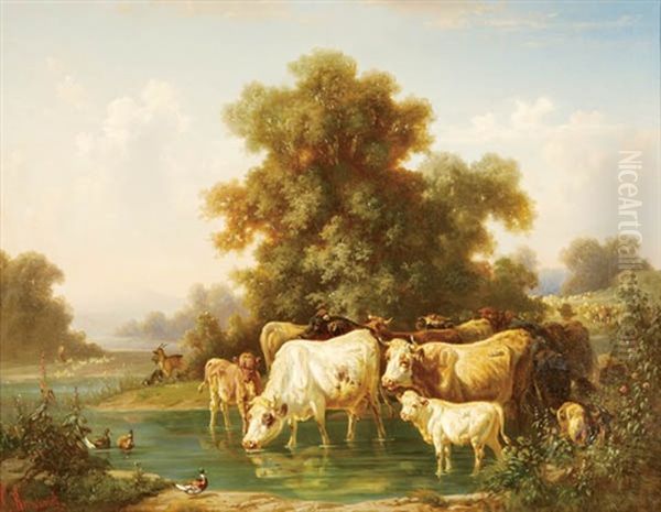 A Farmer Watering Livestock - view 1