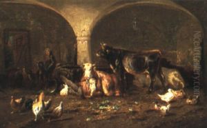 Magd Bei Den Tieren Im Stall Magd Bei Den Tieren Im Stall