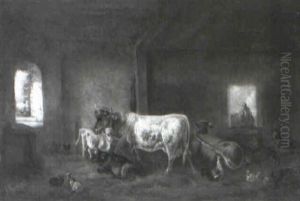Resting In The Stable by Louis (Ludwig) Reinhardt