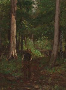 Figure On A Forest Pathway by Charles Stanley Reinhart