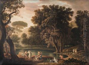 Waldlandschaft Mit Diana Und Ihren Nymphen by Johann Christian Reinhart