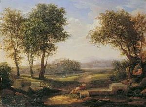 Klassische Landschaft Mit Zwei Ruhenden, Antik Gekleideten Mannern