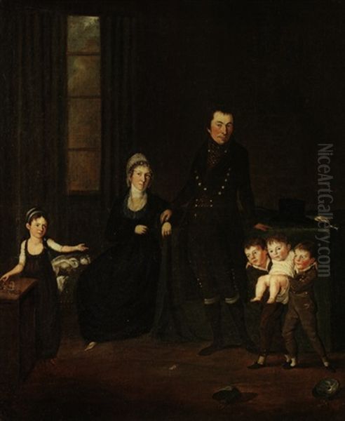 Portrat Einer Sechskopfigen Familie In Interieur - view 1