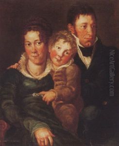 Portrat Eines Jungen Ehepaares Mit Sohn by Joseph Reinhart