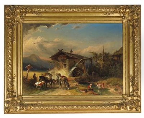 Landschaft Mit Muhle Und Figuraler Staffage - view 1