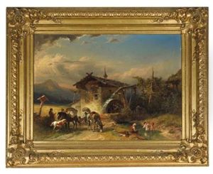 Landschaft Mit Muhle Und Figuraler Staffage Landschaft Mit Muhle Und Figuraler Staffage