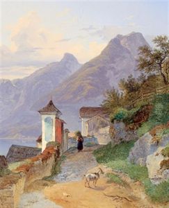 Idylle Am Mondsee, Im Hintergrund Die Drachenwand