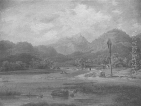 Gebirgslandschaft Mit Almhutte - view 1