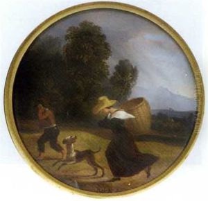 Figures On Their Way To The Harvest With A Dog by Friedrich Philipp Reinhold