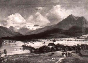 Altaussee Mit Dem Dachsteinmassiv Im Hintergrund Altaussee Mit Dem Dachsteinmassiv Im Hintergrund