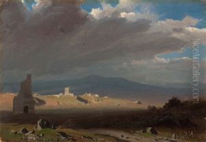 Campagnalandschaft Bei Aufziehendem Gewitter by Heinrich Reinhold